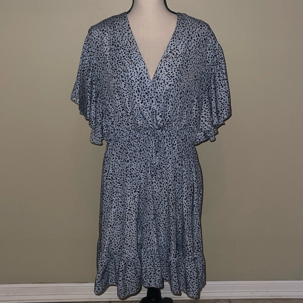 Baby blue leopard flowy dress